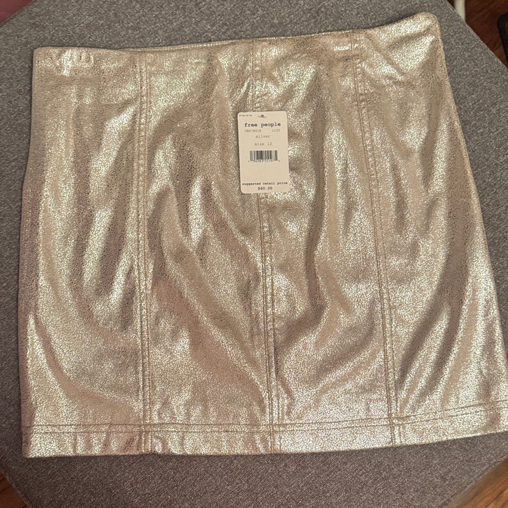 Free People Metallic Silver Mini Skirt